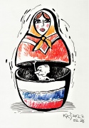 K .K. Šiaulytis. Putinas - karo dvasia. 2022 02 26. Karikatūra